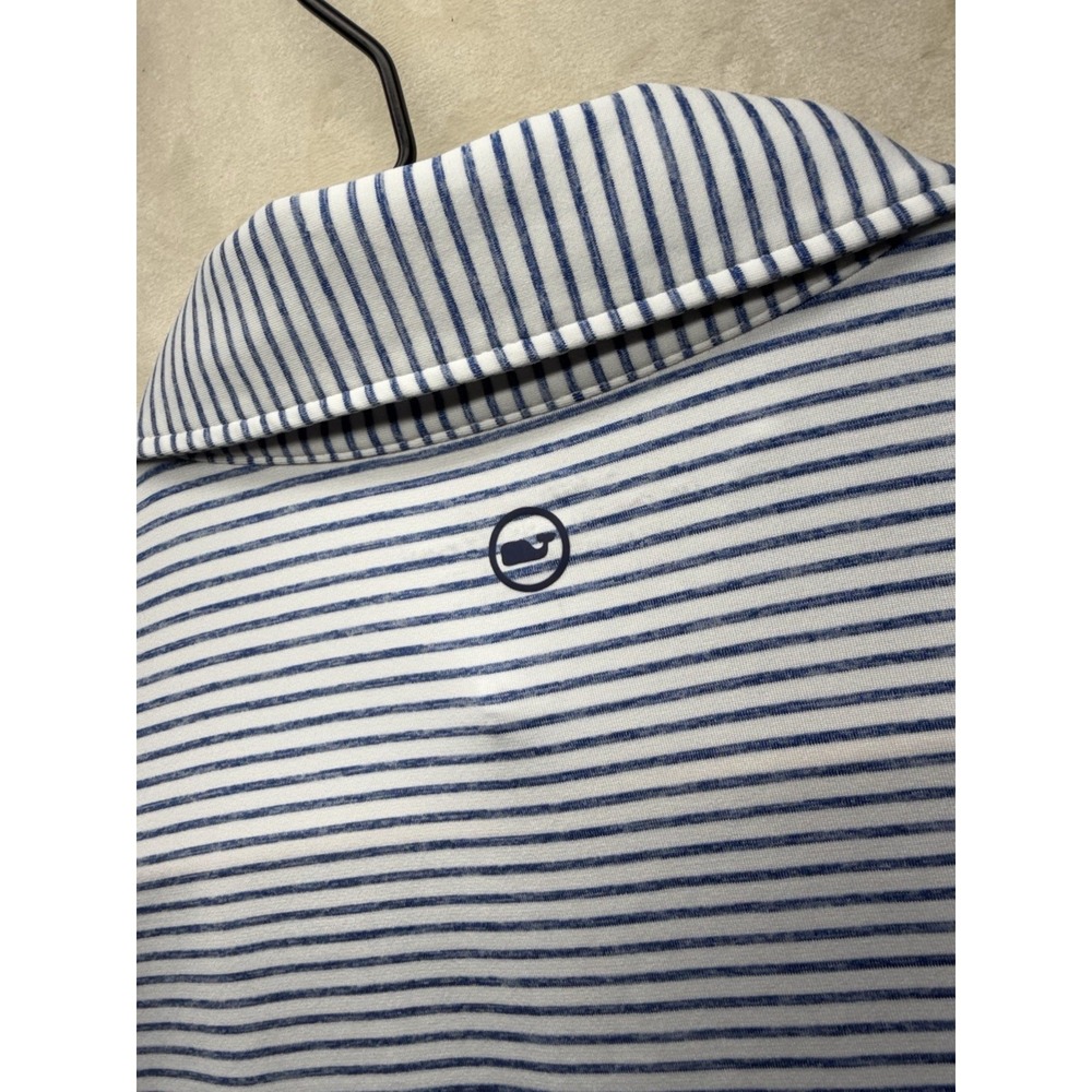 Vineyard Vines On-The-Go Sankaty Polo Shirt Mens L Blue Stripe Performance Golf - Picture 6 of 8